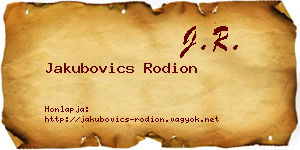Jakubovics Rodion névjegykártya